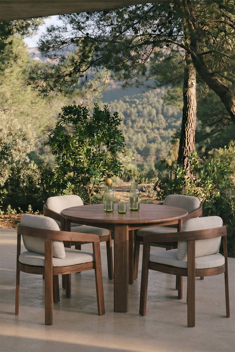 Mesa de jardim redonda Ø110 cm em madeira de acácia Uleno, imagem de galeria 1