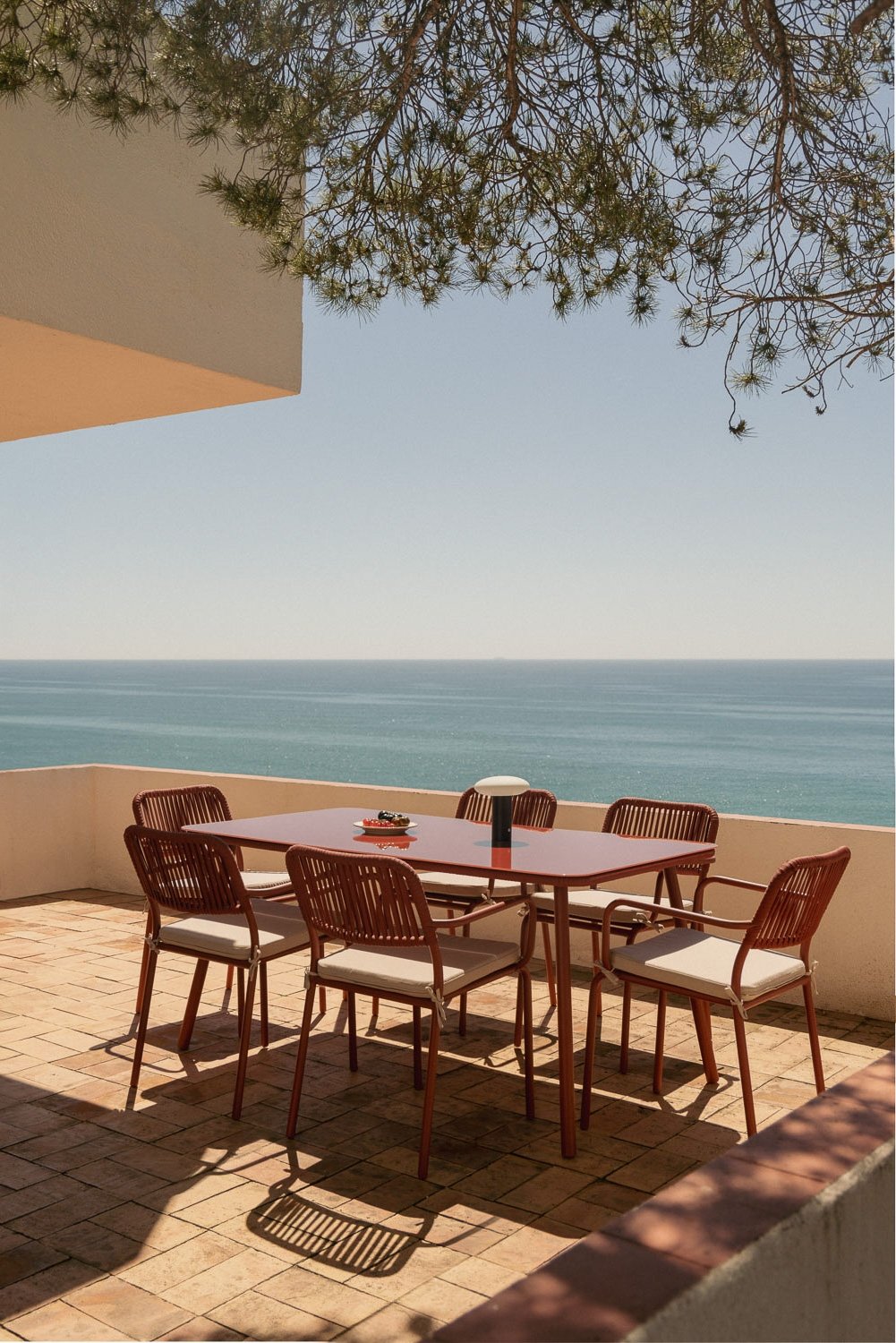 Mesa de jardim retangular 160x90 cm em vidro Arhiza, imagem de galeria 1