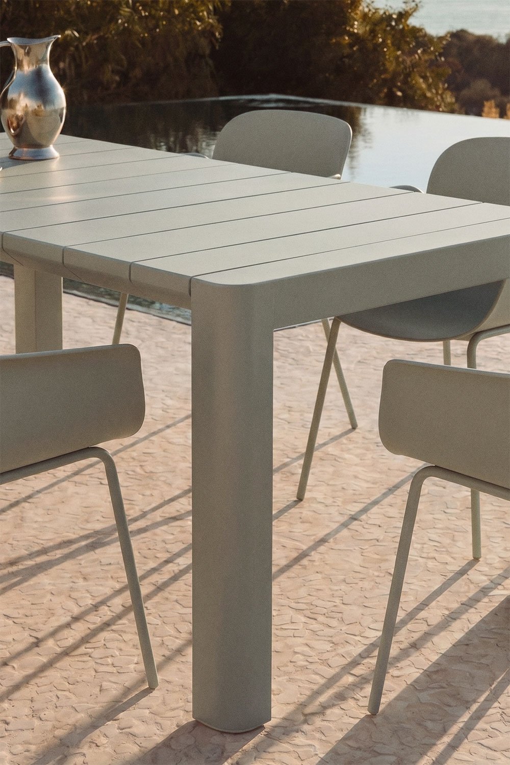 Conjunto de mesa retangular 180x100 cm Arnadine e 6 cadeiras de jardim em polipropileno e aço Lynette, imagem de galeria 2