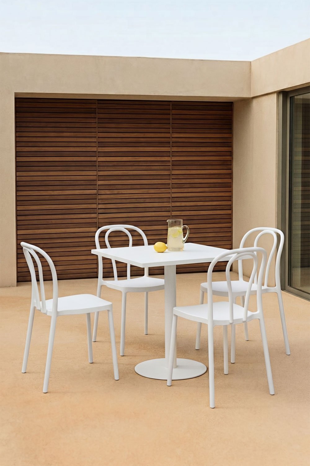 Conjunto de mesa quadrada 70x70 cm e 4 cadeiras de jardim Mizzi, imagem de galeria 1