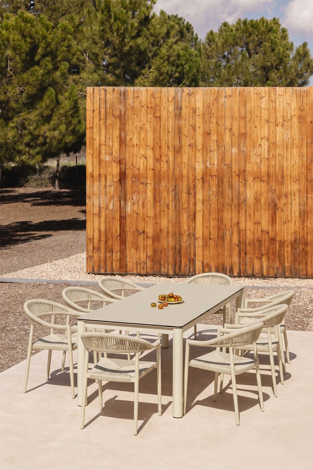 Mesa de jardim retangular extensível em vidro cerâmico Sylvara, imagem de galeria 1