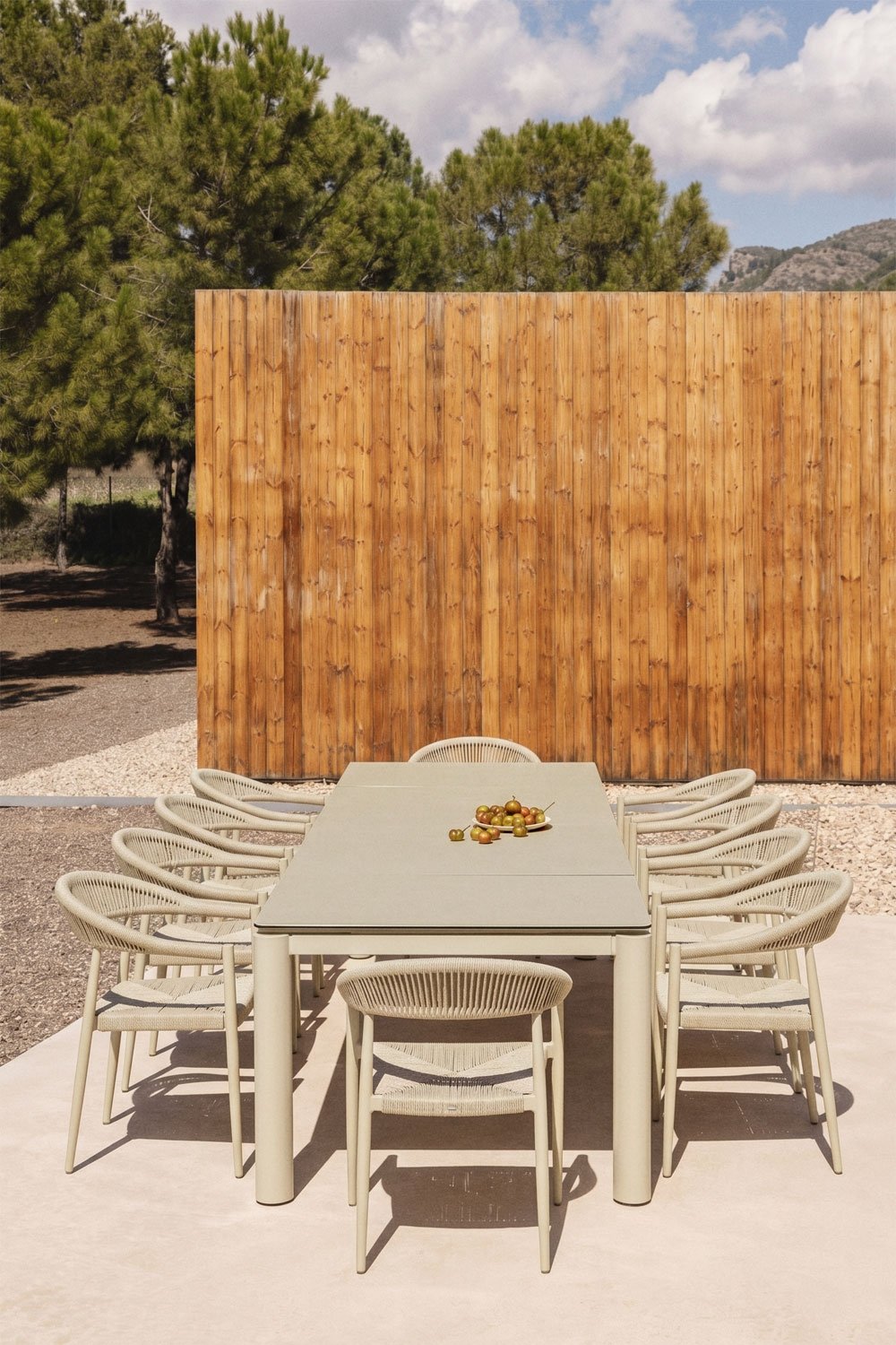 Mesa de jardim retangular extensível em vidro cerâmico Sylvara, imagem de galeria 2