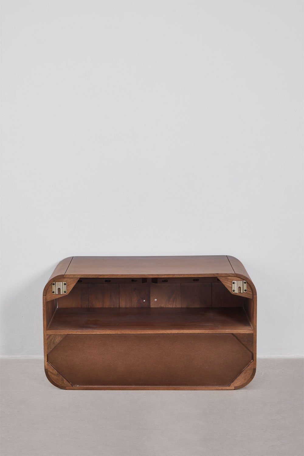 Conjunto de móvel de casa de banho suspenso 95x45 cm em madeira de manga e pedra natural Kivalina, imagem de galeria 7