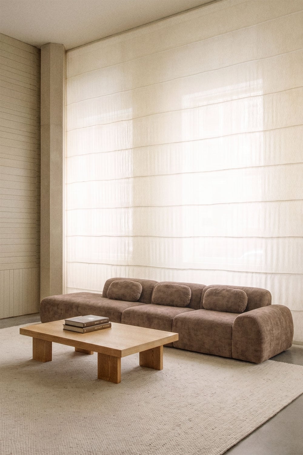 Sofá modular de canto em chenille de 3 peças com chaise longue à esquerda embalado a vácuo Mérida, imagem de galeria 1