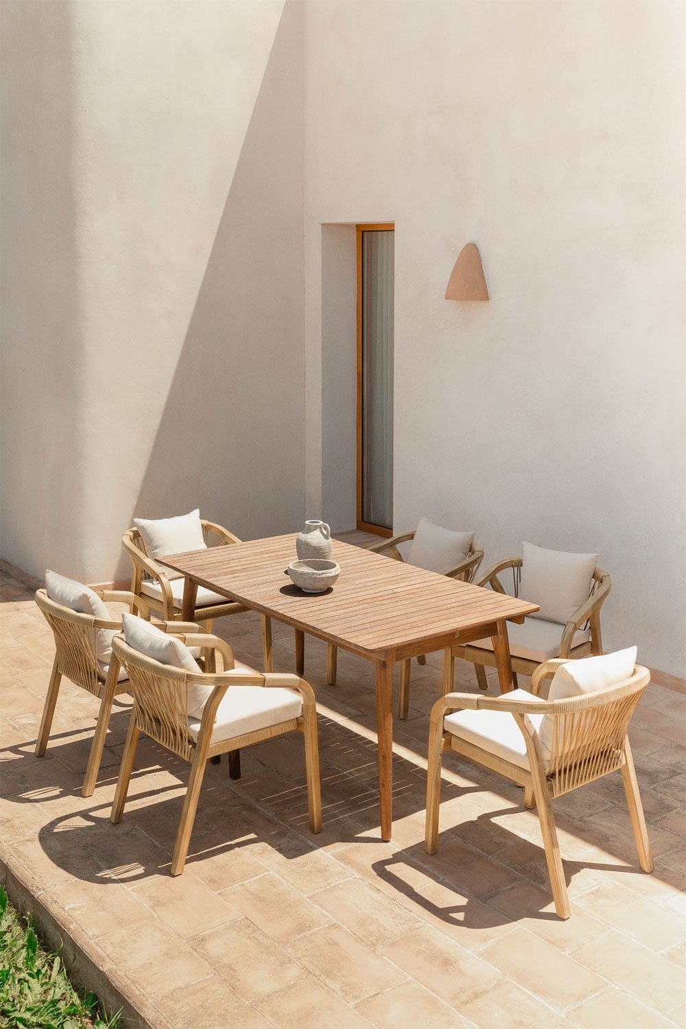 Mesa de jardim retangular extensível 160-210x90 cm em madeira de acácia Tenay, imagem de galeria 1