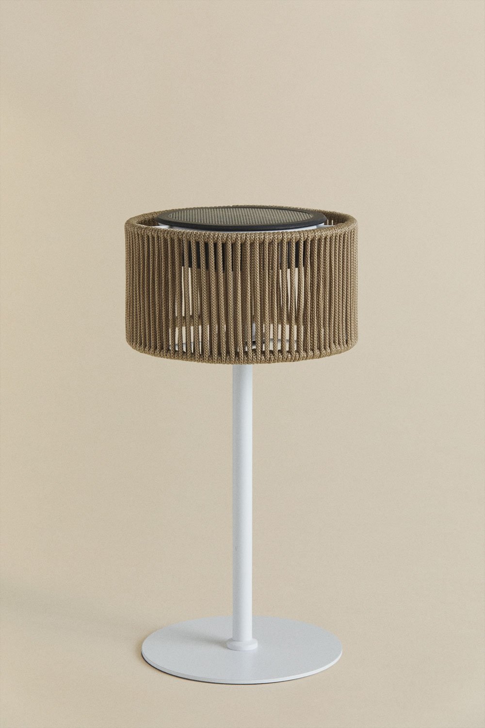 Lâmpada de mesa solar LED sem fios para exterior em ferro e corda trançada Krabi, imagem de galeria 3