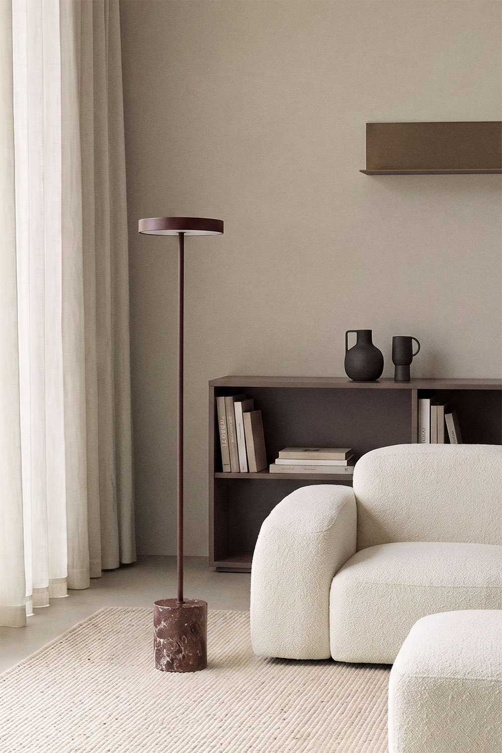Lâmpada de pé LED em aço inoxidável e pedra natural Isasia, imagem de galeria 1