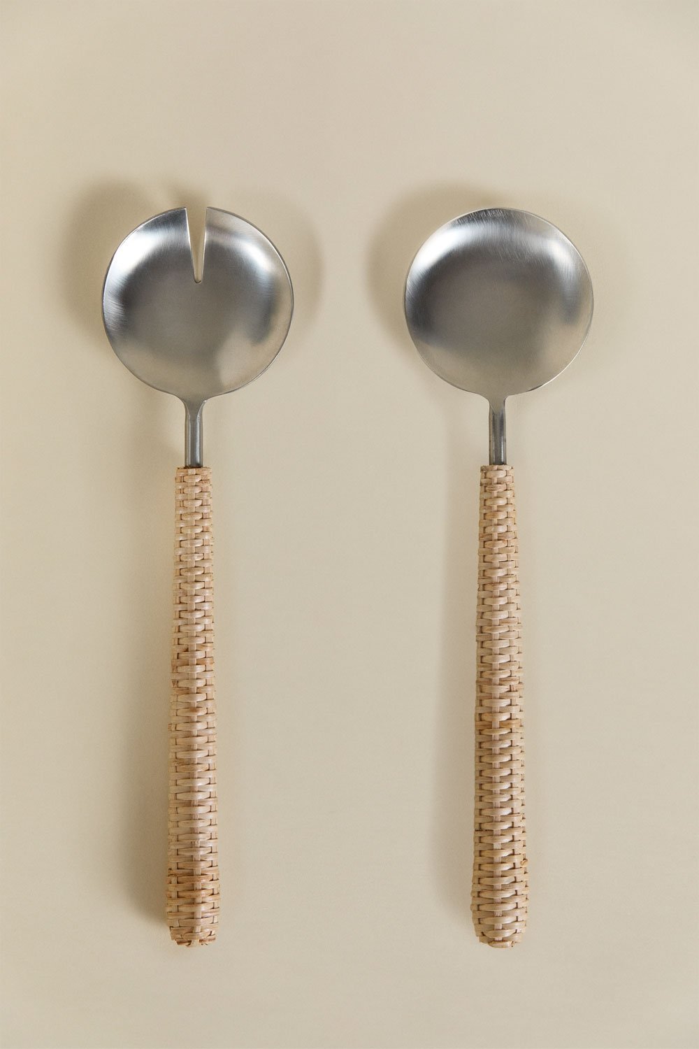 Conjunto de 2 talheres para salada em aço inoxidável e bambu Dakomi, imagem de galeria 3