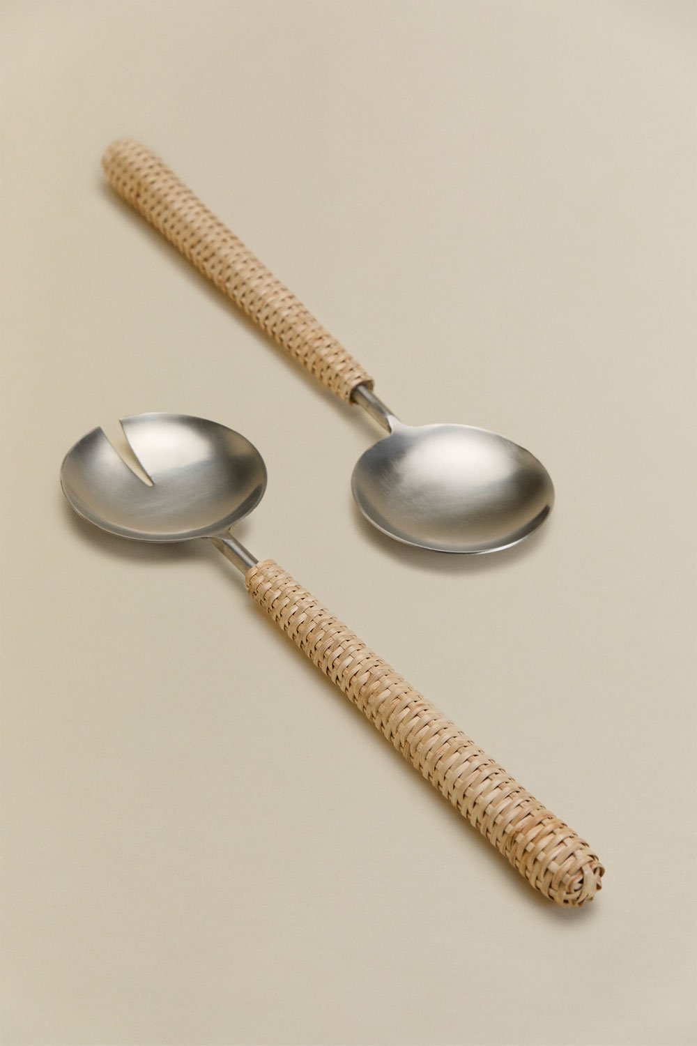 Conjunto de 2 talheres para salada em aço inoxidável e bambu Dakomi, imagem de galeria 4