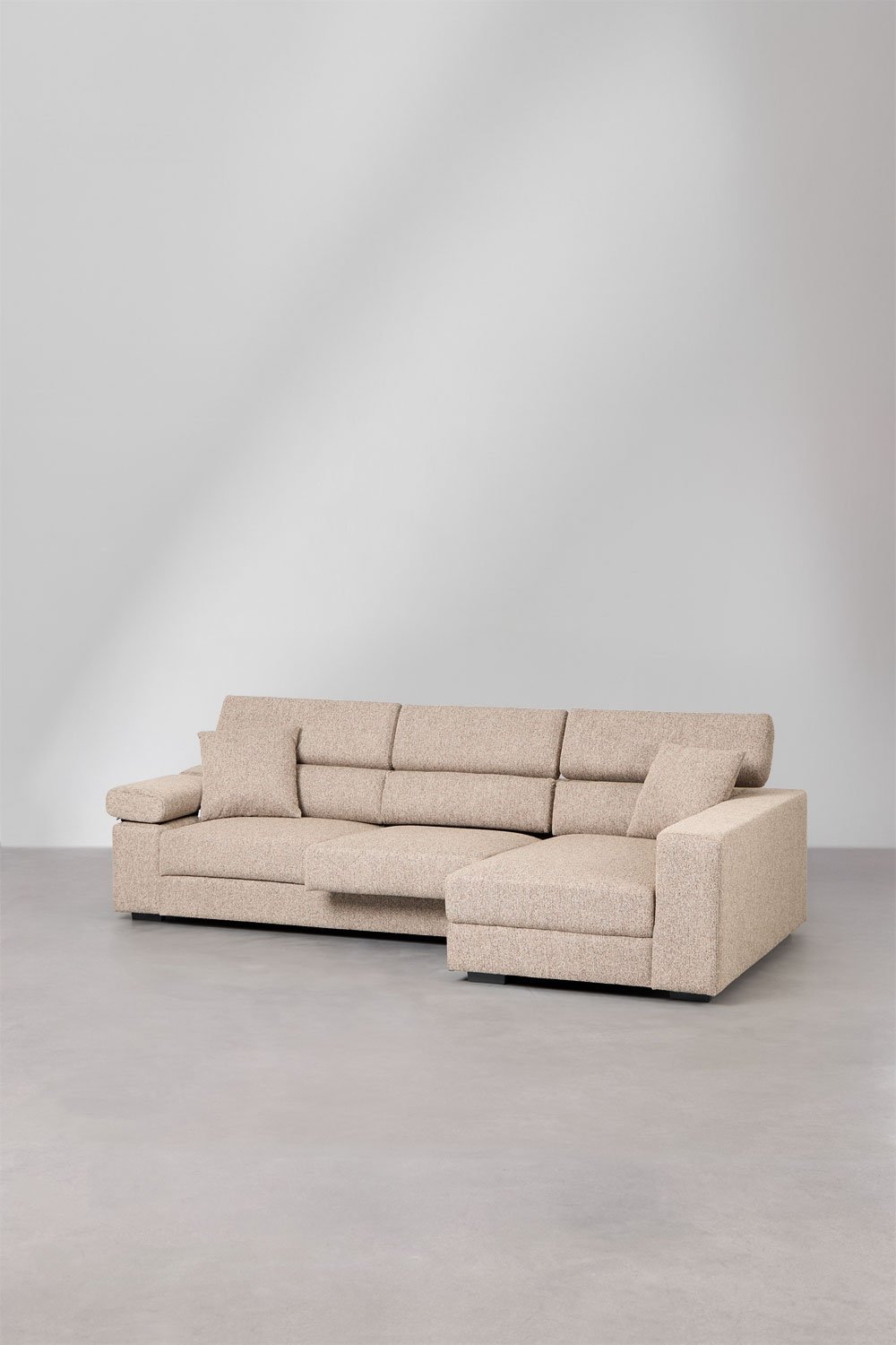 Sofá chaise longue direito de 3 lugares com encosto de cabeça regulável e assentos deslizantes Aramis, imagem de galeria 7