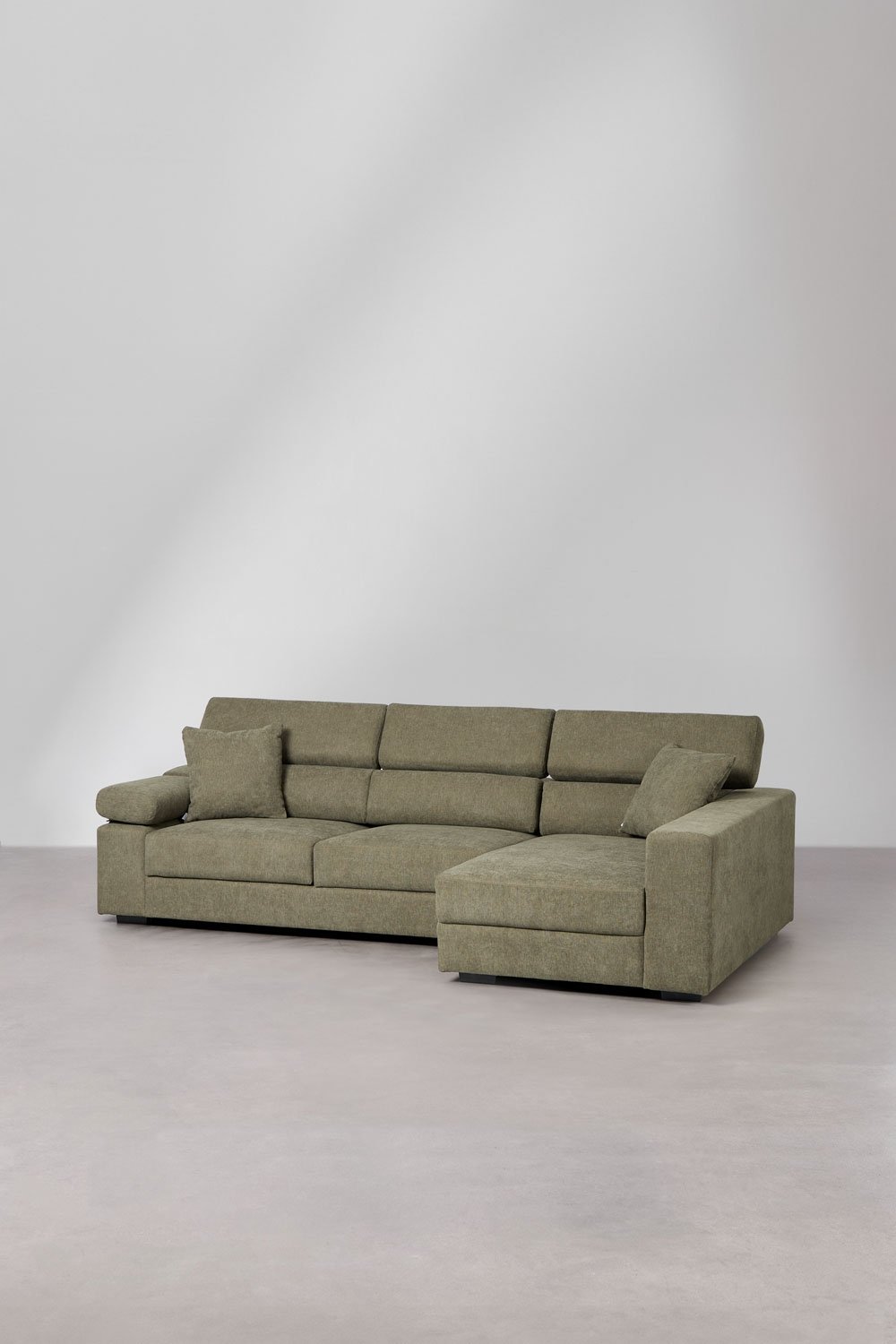 Sofá chaise longue direito de 3 lugares com encosto de cabeça regulável e assentos deslizantes Aramis, imagem de galeria 3