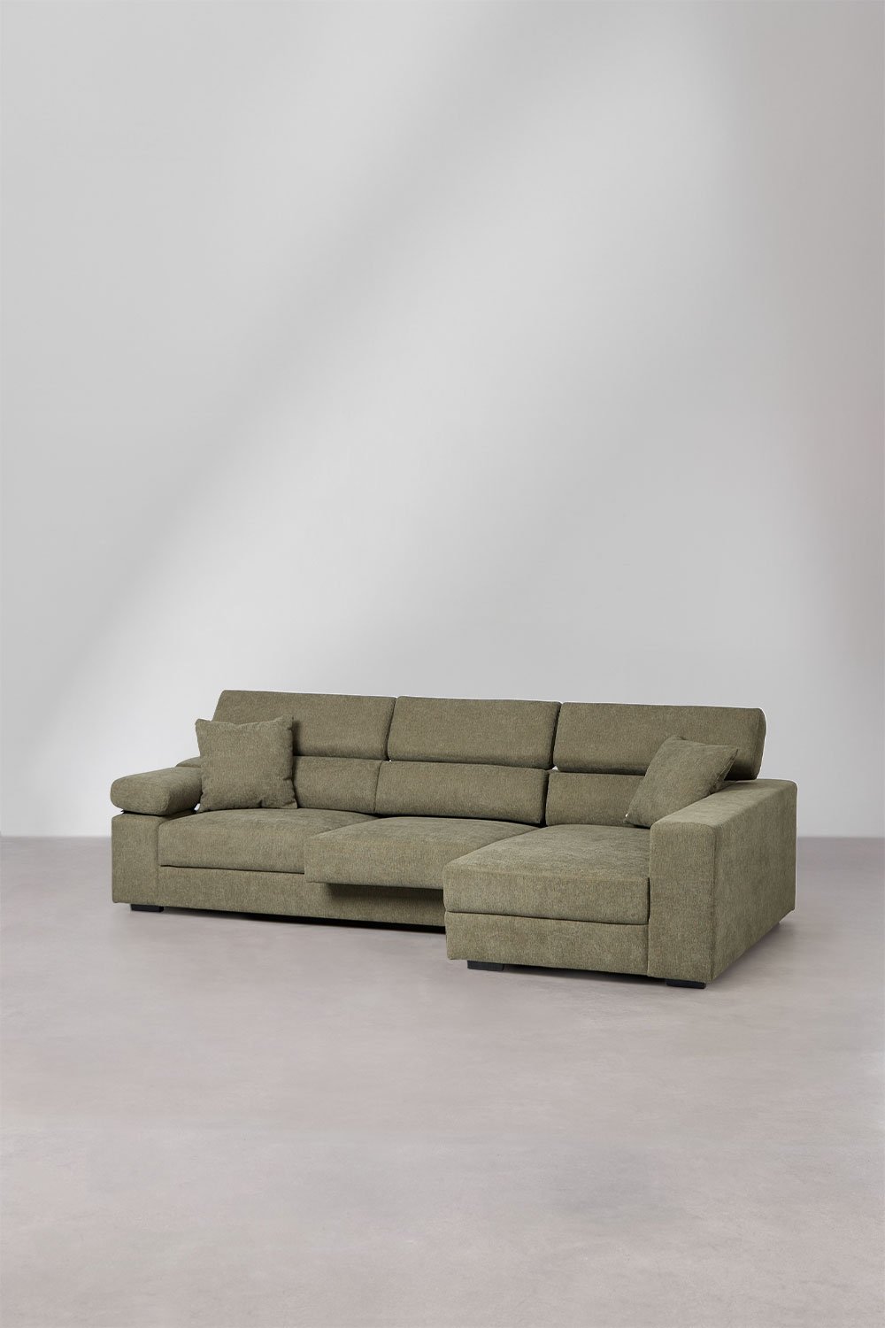 Sofá chaise longue direito de 3 lugares com encosto de cabeça regulável e assentos deslizantes Aramis, imagem de galeria 7