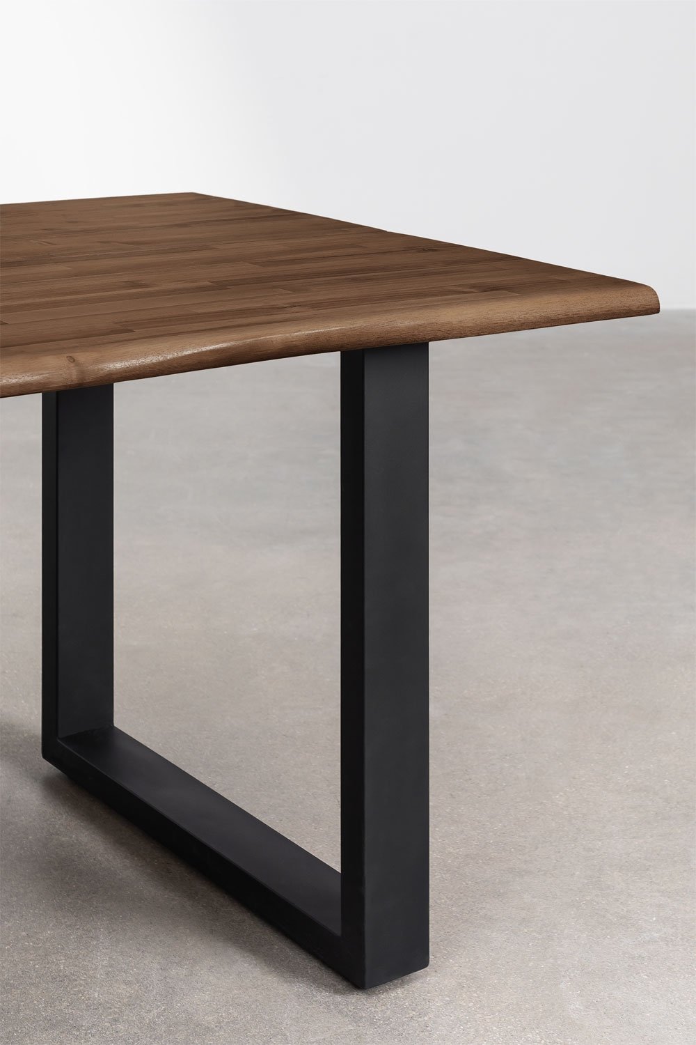 Mesa de jantar retangular 180x90 cm em madeira de acácia e aço Maupi, imagem de galeria 3