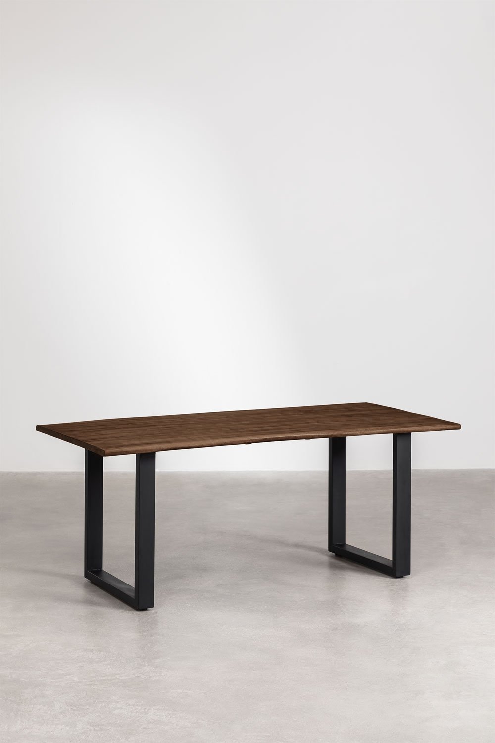 Mesa de jantar retangular 180x90 cm em madeira de acácia e aço Maupi, imagem de galeria 1