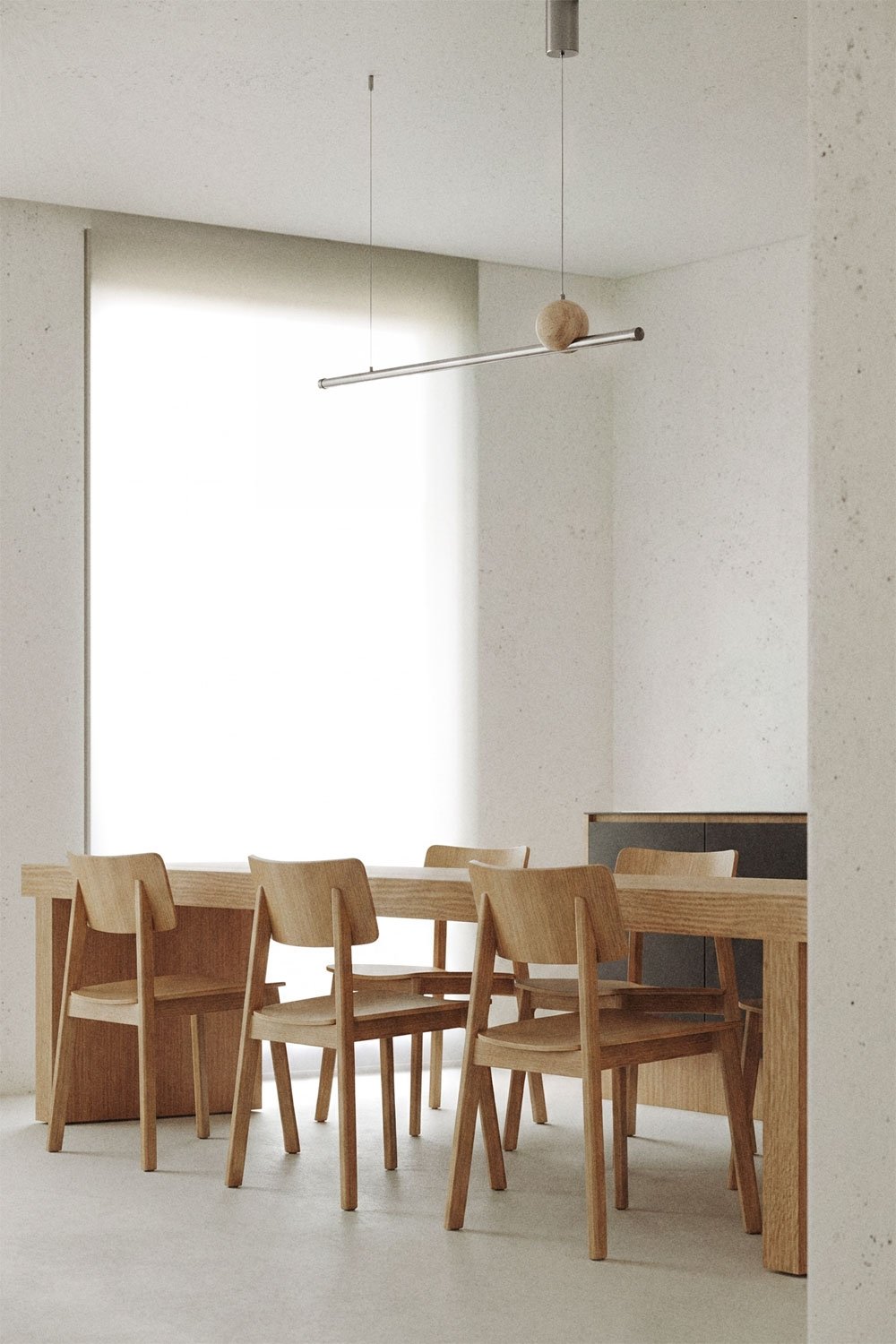 Lâmpada de teto pendente linear LED 100 cm em pedra natural e ferro Lanuvio, imagem de galeria 1