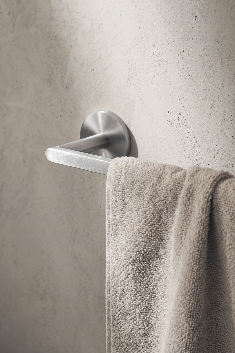 Toalheiro de parede adesivo com barra 60 cm para casa de banho em aço inoxidável cinzento escovado Caldrumi, imagem de galeria 2