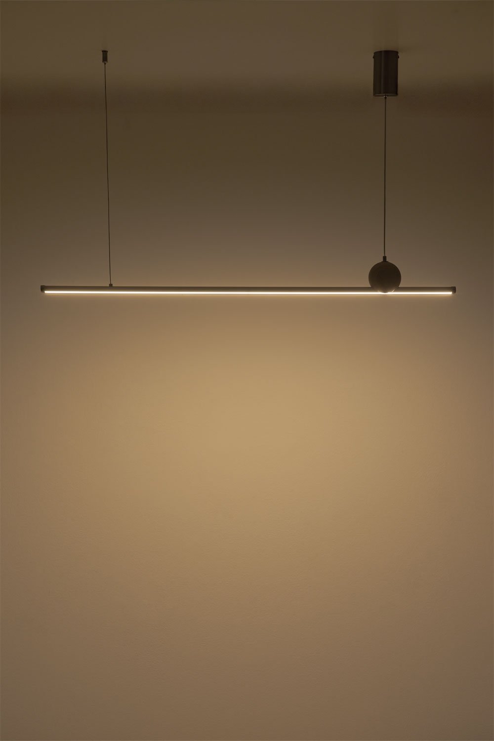 Lâmpada de teto pendente linear LED 100 cm em pedra natural e ferro Lanuvio, imagem de galeria 4