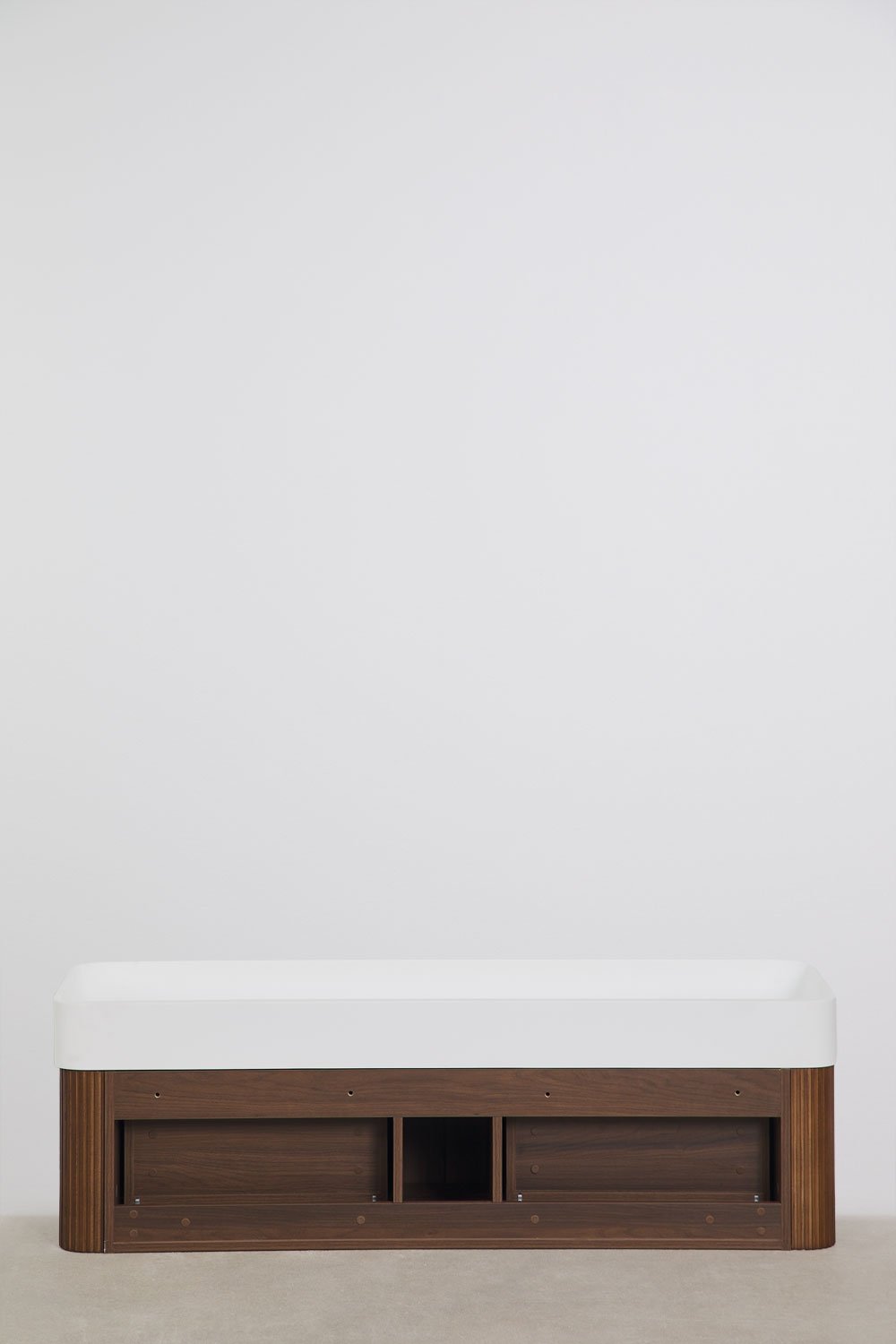 Conjunto de móvel de casa de banho suspenso 130x45 cm em madeira com lavatório integrado Saioa, imagem de galeria 9