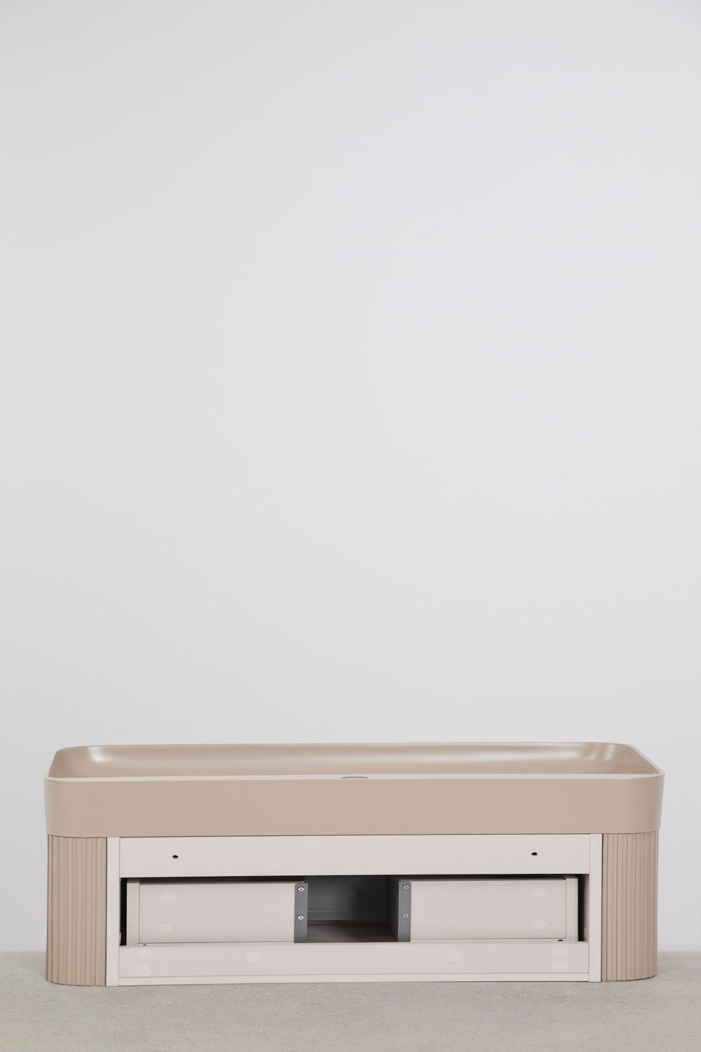 Conjunto de móvel de casa de banho suspenso 130x45 cm em madeira com lavatório integrado Saioa, imagem de galeria 9