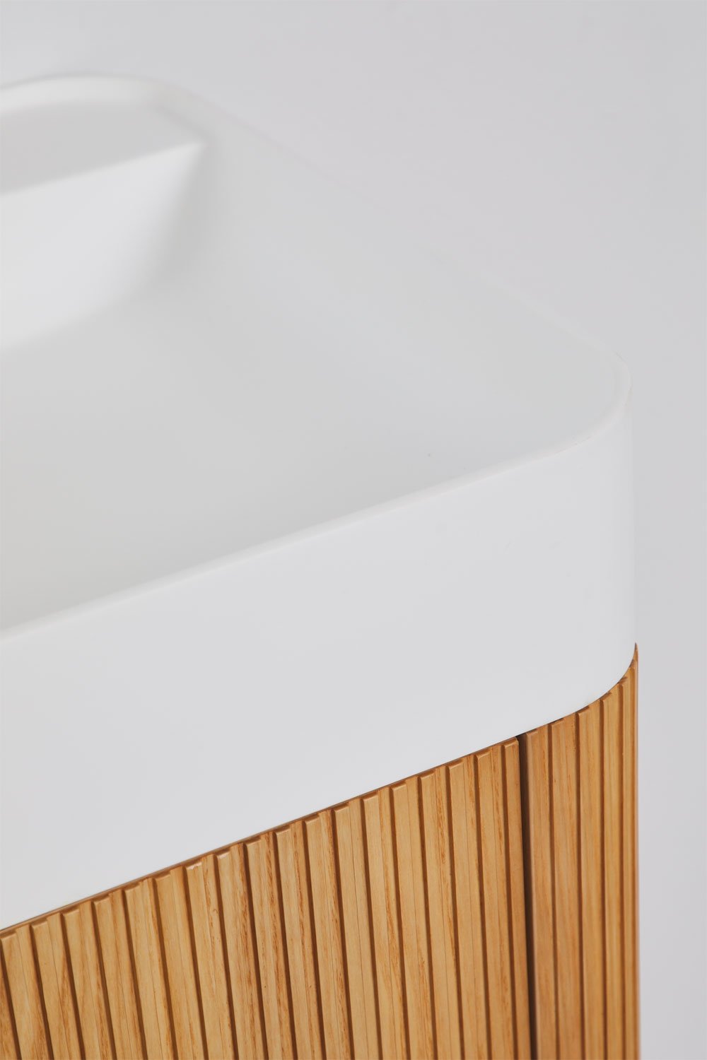 Conjunto de móvel de casa de banho suspenso 80x40 cm em madeira com lavatório integrado Saioa, imagem de galeria 5