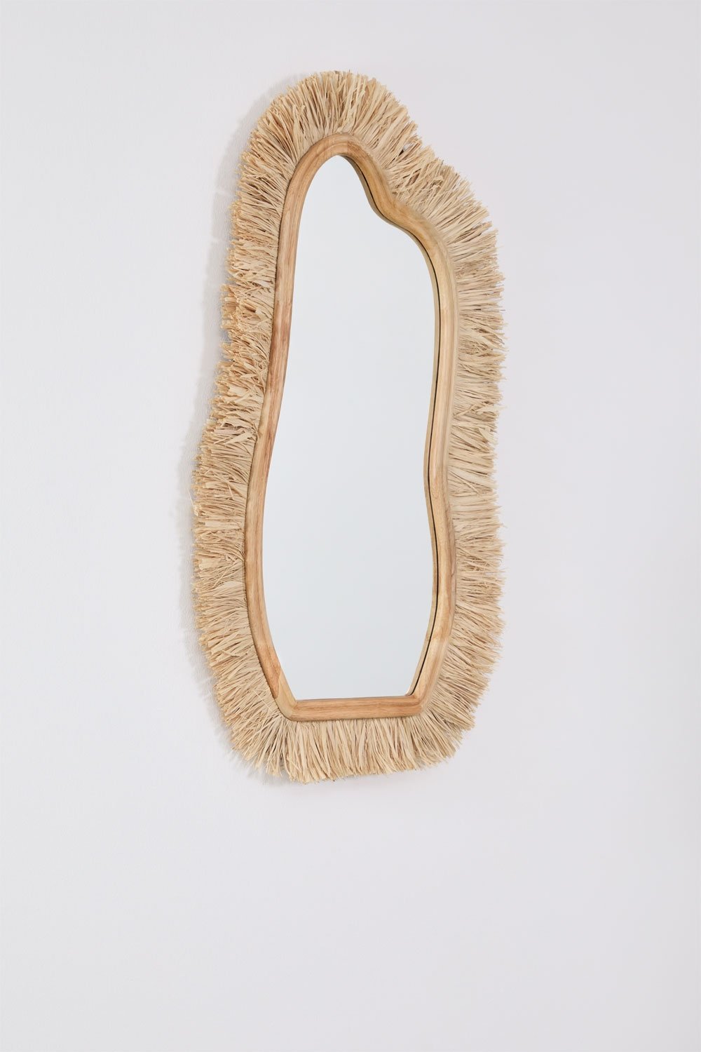Espelho de parede irregular 60x105 cm em madeira de carvalho e ráfia Melenis, imagem de galeria 4