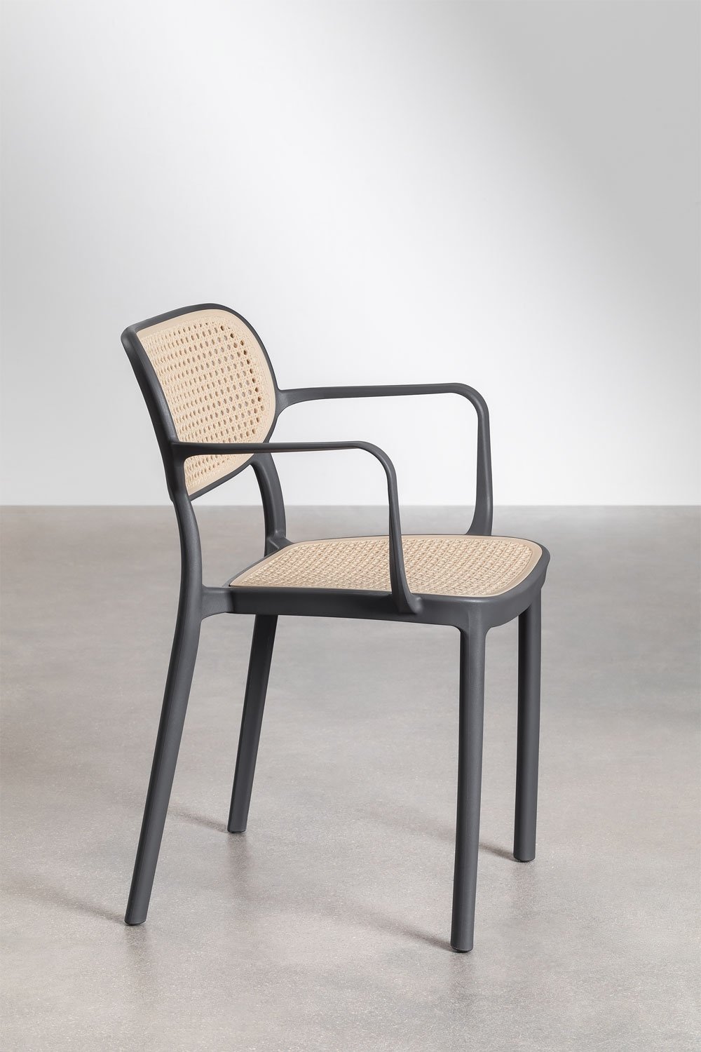 Conjunto de mesa retangular extensível Karena 240-300x100 cm e 8 cadeiras de jardim empilháveis com apoios de braços Omara, imagem de galeria 11