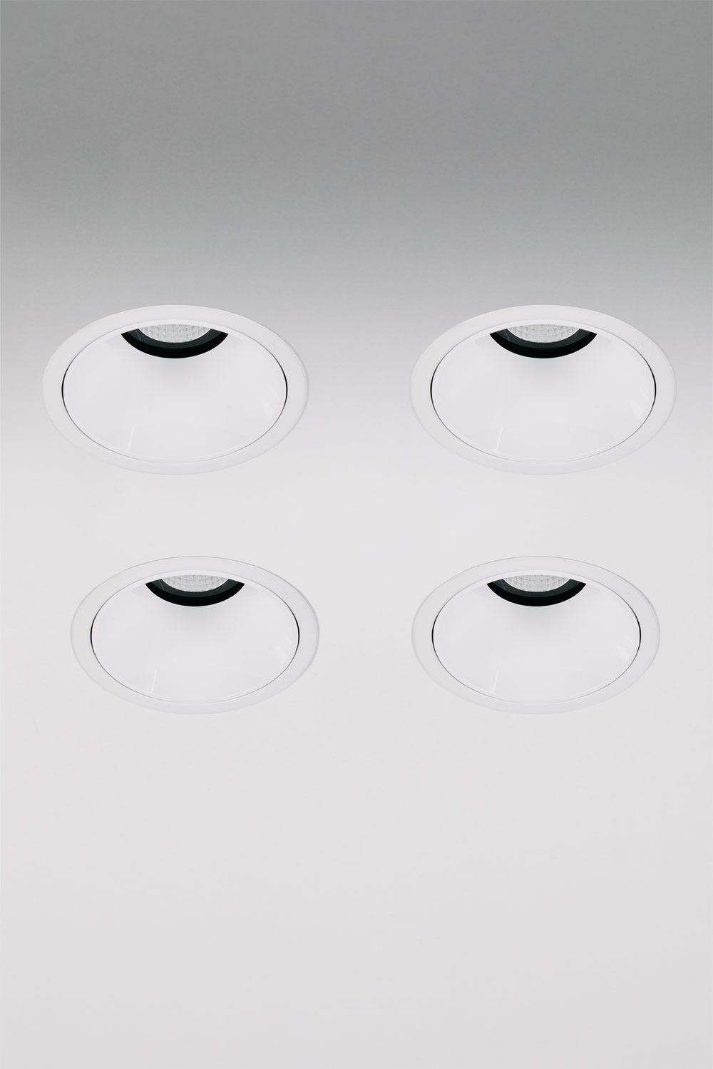 Pack de 4 downlights LED embutidos com molduras redondas Ø8 cm em alumínio Orelva, imagen de galeria 1