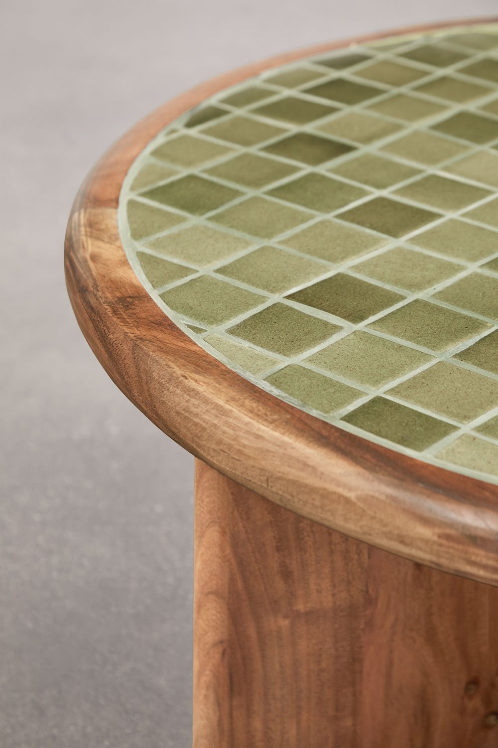 Mesa de centro redonda Ø80 cm em azulejos e madeira de acácia Aitana, imagem de galeria 4
