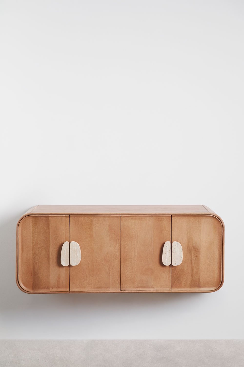 Conjunto de móvel de casa de banho dupla suspensa 130x45 cm em madeira de manga e pedra natural Kivalina, imagem de galeria 3