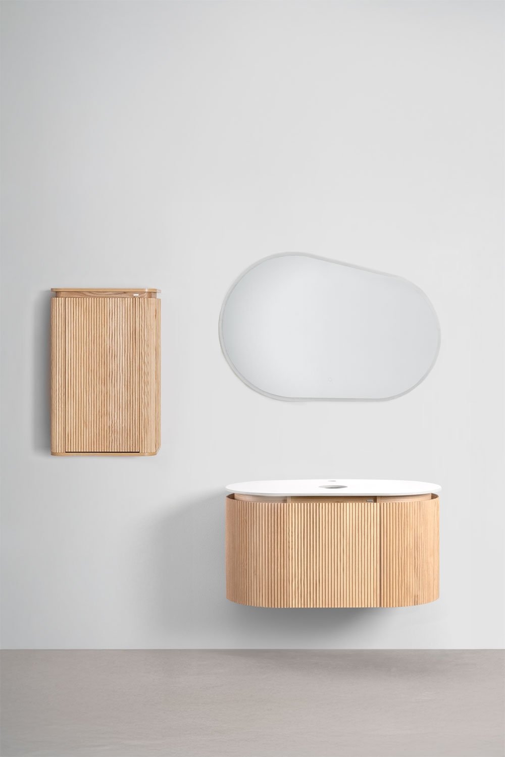 Conjunto de móvel de casa de banho suspenso 90x50 cm em madeira Carsone, imagem de galeria 2