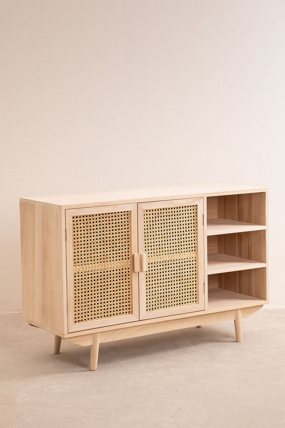 Aparador retangular 100x40 cm madeira natural com 2 prateleiras Ralik, imagem de galeria 3
