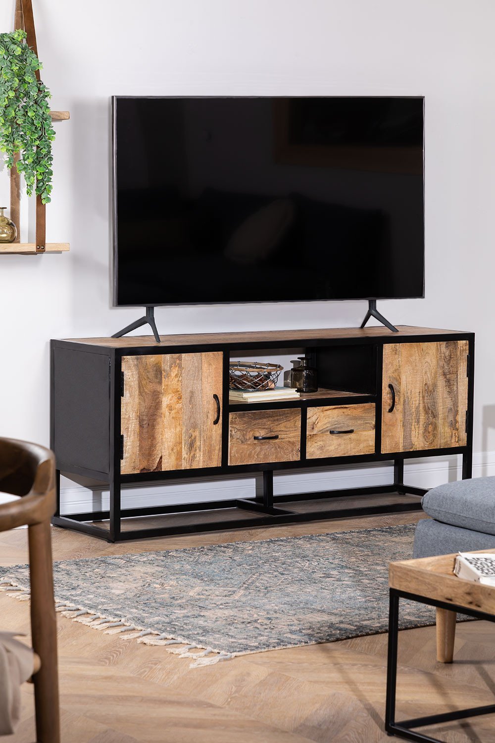 Gabinete de TV de madeira estilo Bavi, imagem de galeria 1