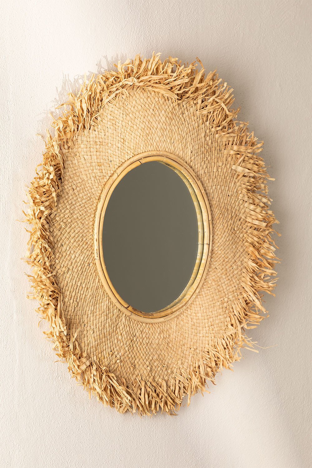 Espelho de Parede Redondo em Ráfia (Ø55 cm) Deani, imagem de galeria 1