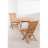 Foldable Teak Wood  Garden Set -Round Table &  2 Chairs  Pira, thumbnail image 2