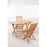 Foldable Set of 2 Teak Wood Garden Chairs & a Rectangular Table Pira, thumbnail image 2