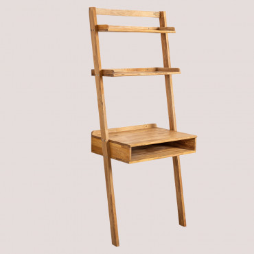 Oak Wood Desk With Shelves Zina Style Brown Oak - Sklum