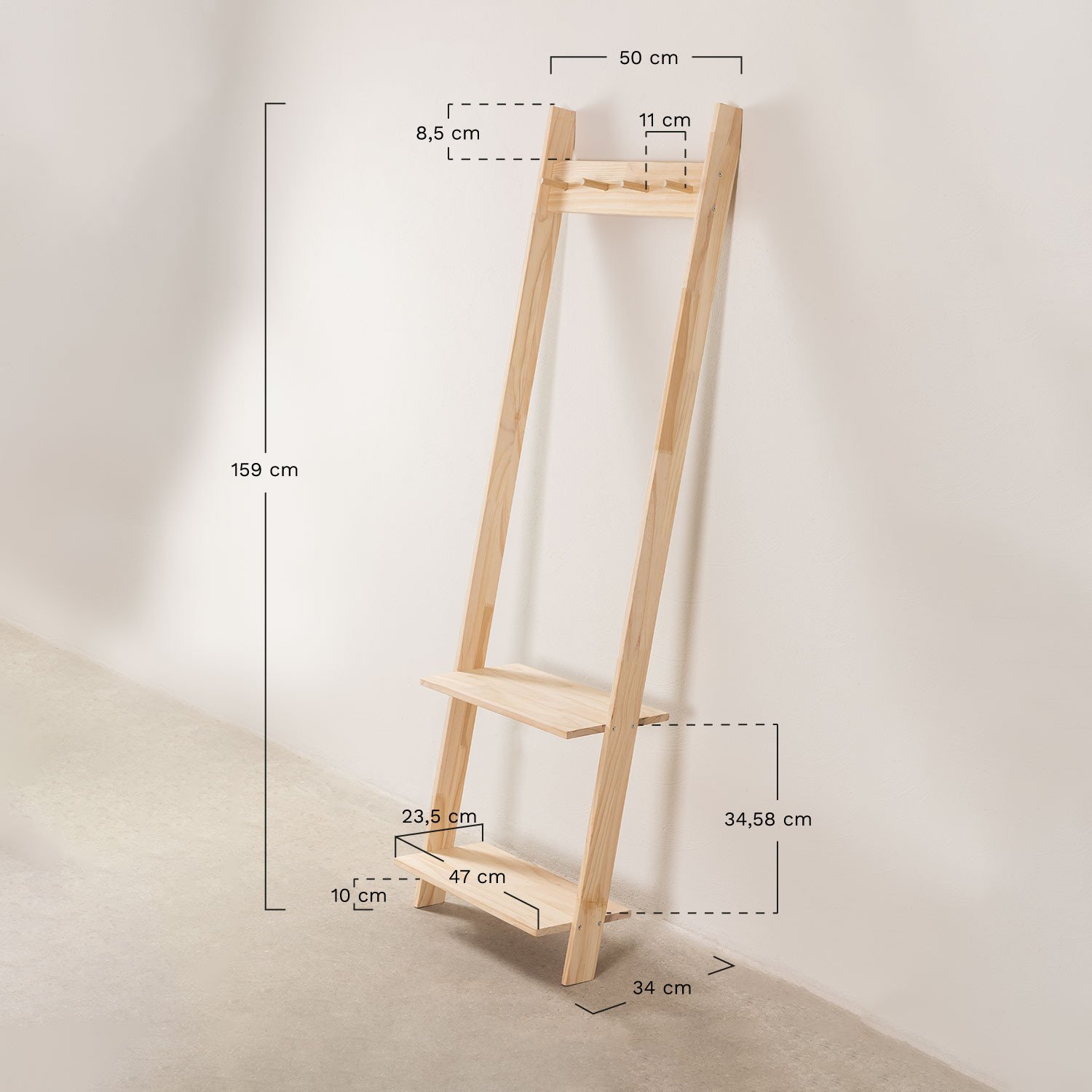Wooden Floor Coat -Shoe Rack Mako , MEASURES