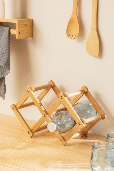 Foldable bamboo wine rack for 3 bottles Pascal