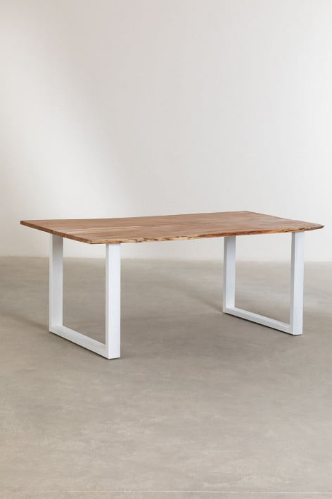 Rectangular dining table in recycled wood (180x100 cm) Sami Style - White
