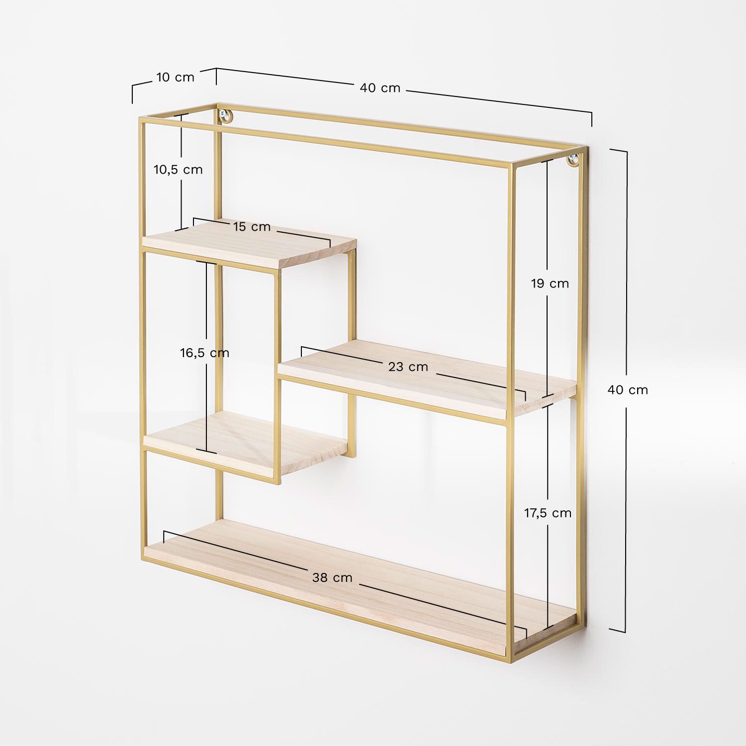 Wood & Steel Floating Shelves Yazek, MEASURES