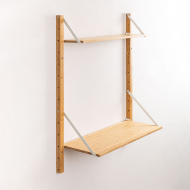 Bamboo Modular Wall Shelves Kolex White & 2 Shelves Of 64 Cm - Sklum