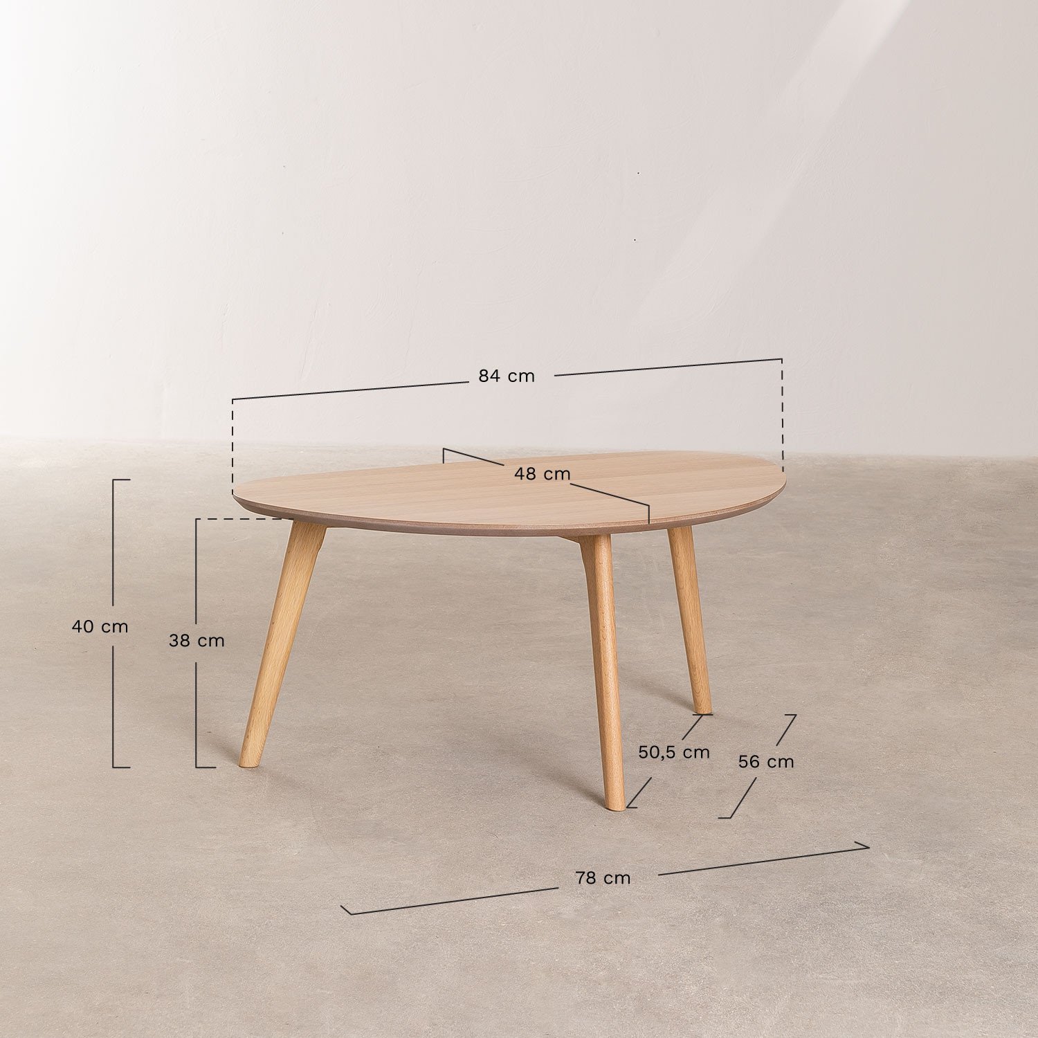 Yavik side table in MDF and oak wood, MEASURES