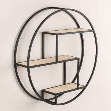 Floating Steel & Wood Shelf Kafren Black&natural - Sklum