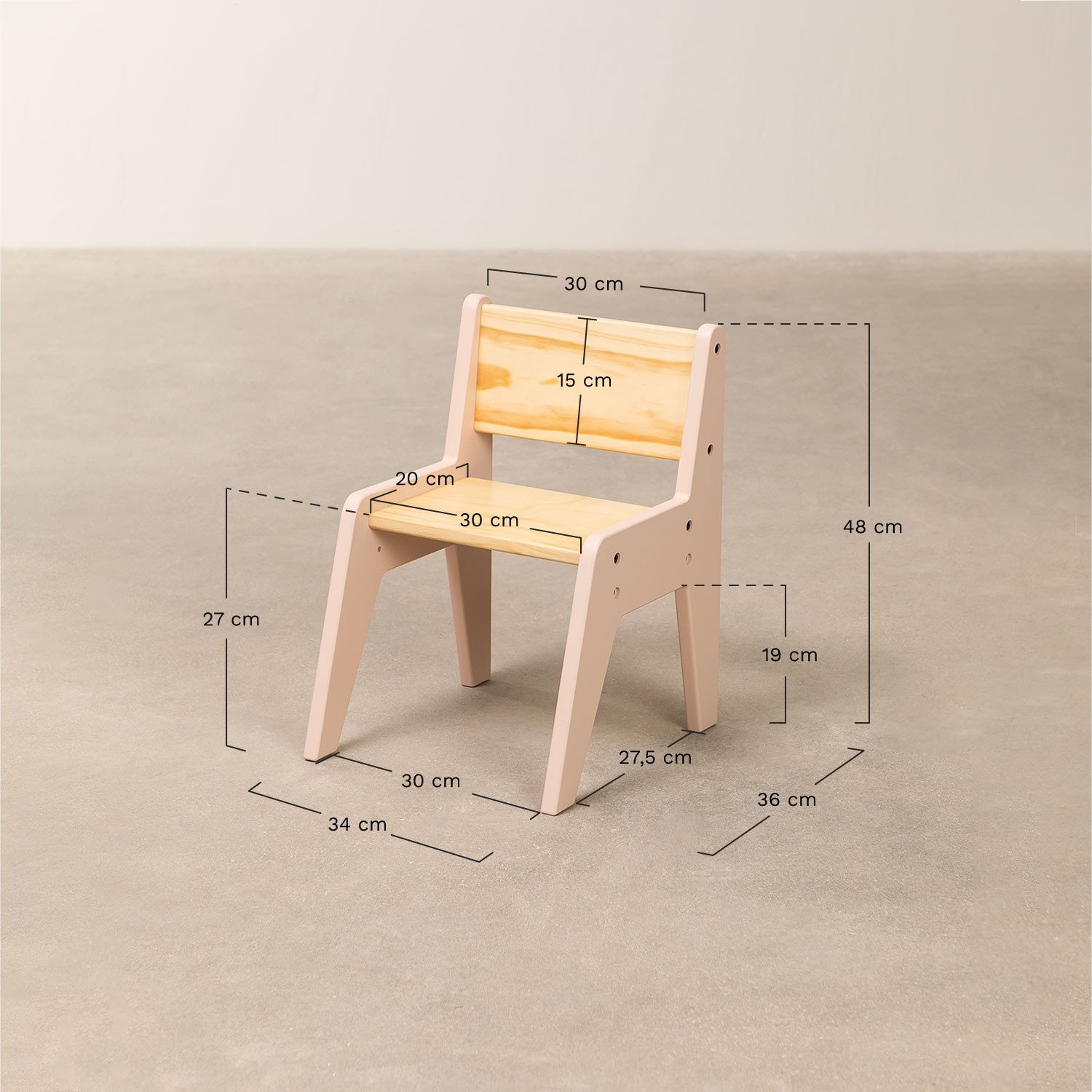 Blaby Kids wooden table and chair set, MEASURES