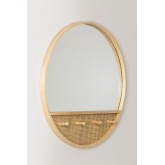 Wooden Round Wall Mirror with Hooks Tinka , thumbnail image 2
