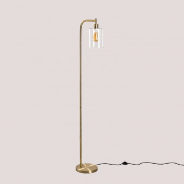 Ambe Metal And Glass Floor Lamp Yellow Gold - Sklum