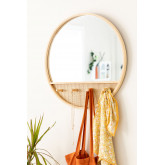 Wooden Round Wall Mirror with Hooks Tinka , thumbnail image 1