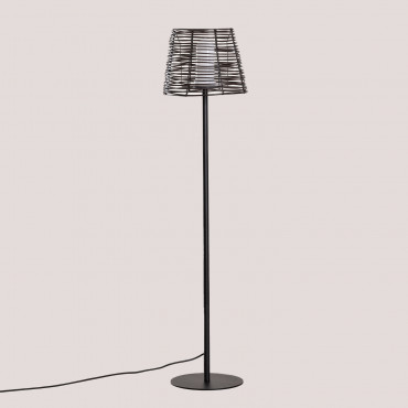 Wood Effect Outdoor Floor Lamp Bissel Dark Brown - Sklum