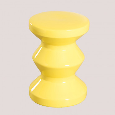 Bolöh Round Side Table Ø35 Cm In Ceramic Yellow Neon - Sklum