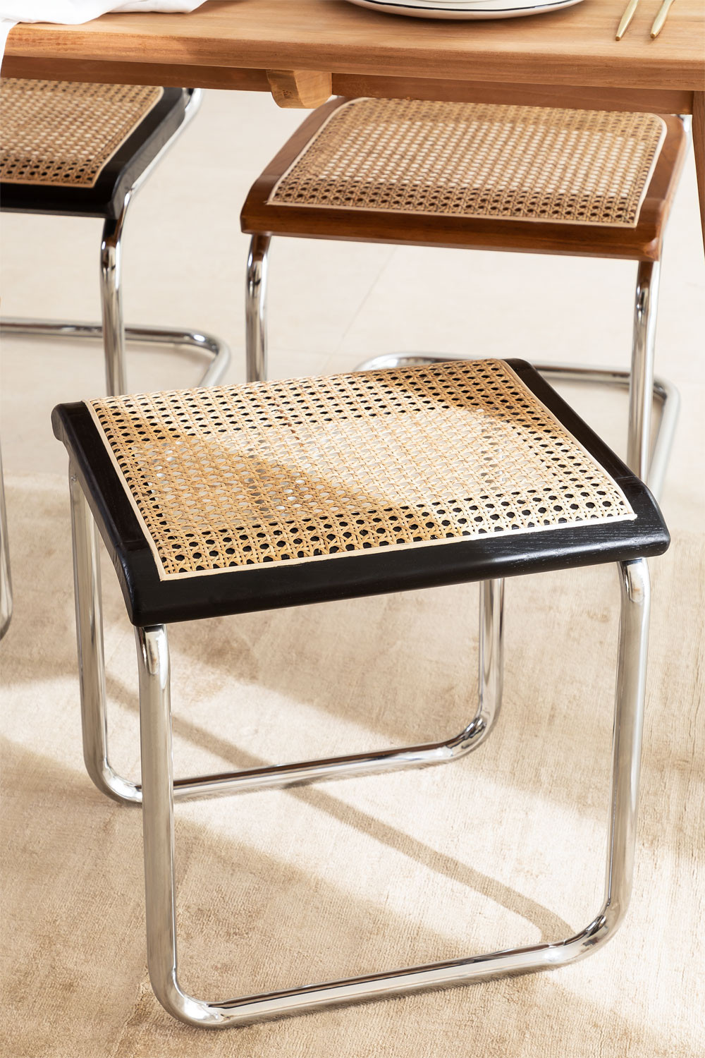 low rattan stool